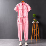 American Vintage Jumpsuits Short Sleeve Casual Stylish Rompers Coverall