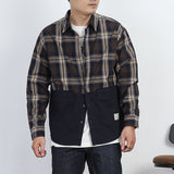 Men's Vintage Patchwork Contrast Check Shirt