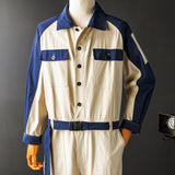 American Vintage Long Sleeve Button-Front Work Coverall with Multi Pockets