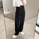 Men Casual Straight Loose Irregular High Waist Pants