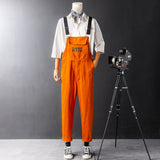 Men's Functional Wind Bib Overalls Fashion Slim Fit Jumpsuit with Adjustable Straps and Convenient Tool Pockets