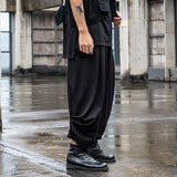 Men's Japanese Dark Casual Cropped Wide Leg Pants