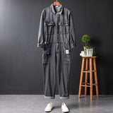 Men's Fashion Casual Long Sleeve Jumpsuits Cotton Blend Coverall