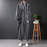 Men's Fashion Casual Long Sleeve Jumpsuits Cotton Blend Coverall