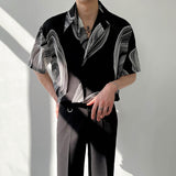 Men's Summer Geometric Print Drape Short Sleeve Shirt