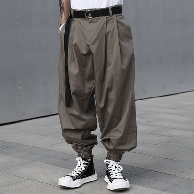 Men's Casual Loose Wide Leg Belt Bloomers