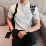 Men's Business Luxury Casual Lapel Splicing Polo Shirt Slim Fit T-Shirt