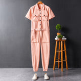 American Vintage Jumpsuits Short Sleeve Casual Stylish Rompers Coverall