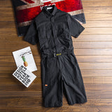 Men's Retro Casual Solid Short Sleeve Workwear One Piece Coveralls