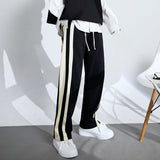 Men's Casual Retro Striped Straight Leg Wide Leg Pants