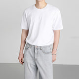 Men's Casual Simple Cotton Solid Color Round Neck Short-sleeved Loose T-Shirt