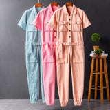 American Vintage Jumpsuits Short Sleeve Casual Stylish Rompers Coverall