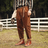 Men American Retro Casual Corduroy Drape Straight Pants