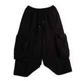 Men Dark Casual Big Pocket Stitching Fake Two-Piece Pants