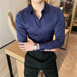 Men's Business Stretch Slim Long Sleeve Shirt