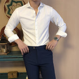 Men's Business White Non-ironing  Long Sleeve Shirt