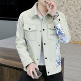 Men's Business Vintage Coat Print Lapel Pocket Jacket