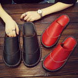 Leather Home Warm Slippers