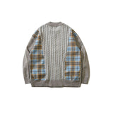 Twist Couple Plaid Stitching Cardigan Sweater