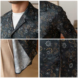 Men's Japanese Retro Cuban Collar Floral Long-sleeved Shirt