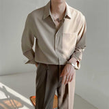 Men's Casual Drape Solid Color Long Sleeve Shirt