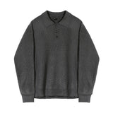 Solid Polo Long Sleeve Knit Sweater