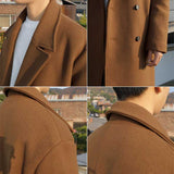 Men's Casual Camel Medium Long Coat