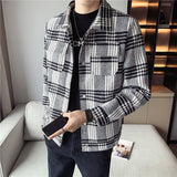 Men's Casual Business Plaid Cropped Wool Jacket