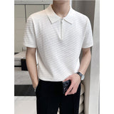 Men's Striped Lapel Polo Knitted Bottoming Shirt