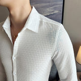 Men Business Casual Solid Color Long Sleeve Shirt