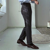 Men Vintage Business Casual Naples High Waist Straight Trousers