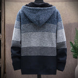 Men's Plush Sweater Plus Size Jacket Hooded Knit Cardigan