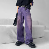 Men's Purple Purple Straight Loose Jeans