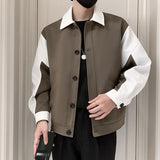 Men's Casual Lapel Color Block Jacket