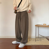 Men's Vintage Elastic Waist Drape Plaid Pants