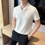 Men's Summer V-neck Business Slim Polo T-shirt