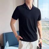 Men's Summer V-neck Business Slim Polo T-shirt