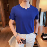 Men's Business British Summer Tight V-neck T-shirt