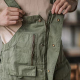 Men's Vintage Casual Solid Straight Multi-pocket Cargo Overalls