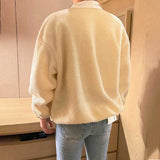 Men's Contrasting Color Loose Thick Lapel Pullover Top