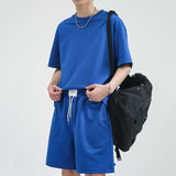 Men's Two Piece Solid Color T-Shirt and Shorts Sports Set