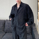 Men's Asymmetrical Double Front Tassel Irregular Jacquard Shirt