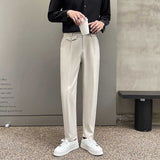 Men's Business Loose Straight Pants Elastic Waist Casual Suit Pants