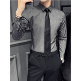 Men's Solid Color Square Neck Casual Long Sleeve Shirt