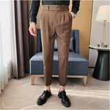 Men's Straight Leg High Waisted Pants Business Casual Slim Fit Dress Pants