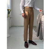 Men Vintage Business Casual Naples High Waist Straight Trousers