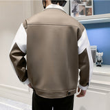 Men's Casual Lapel Color Block Jacket