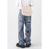 Men Retro Street Hip Hop Ripped Straight Jeans