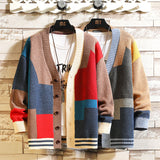 Contrast Panel V-Neck Knit Cardigan