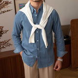 Men's Japanese Retro Casual Corduroy Long Sleeve Shirt